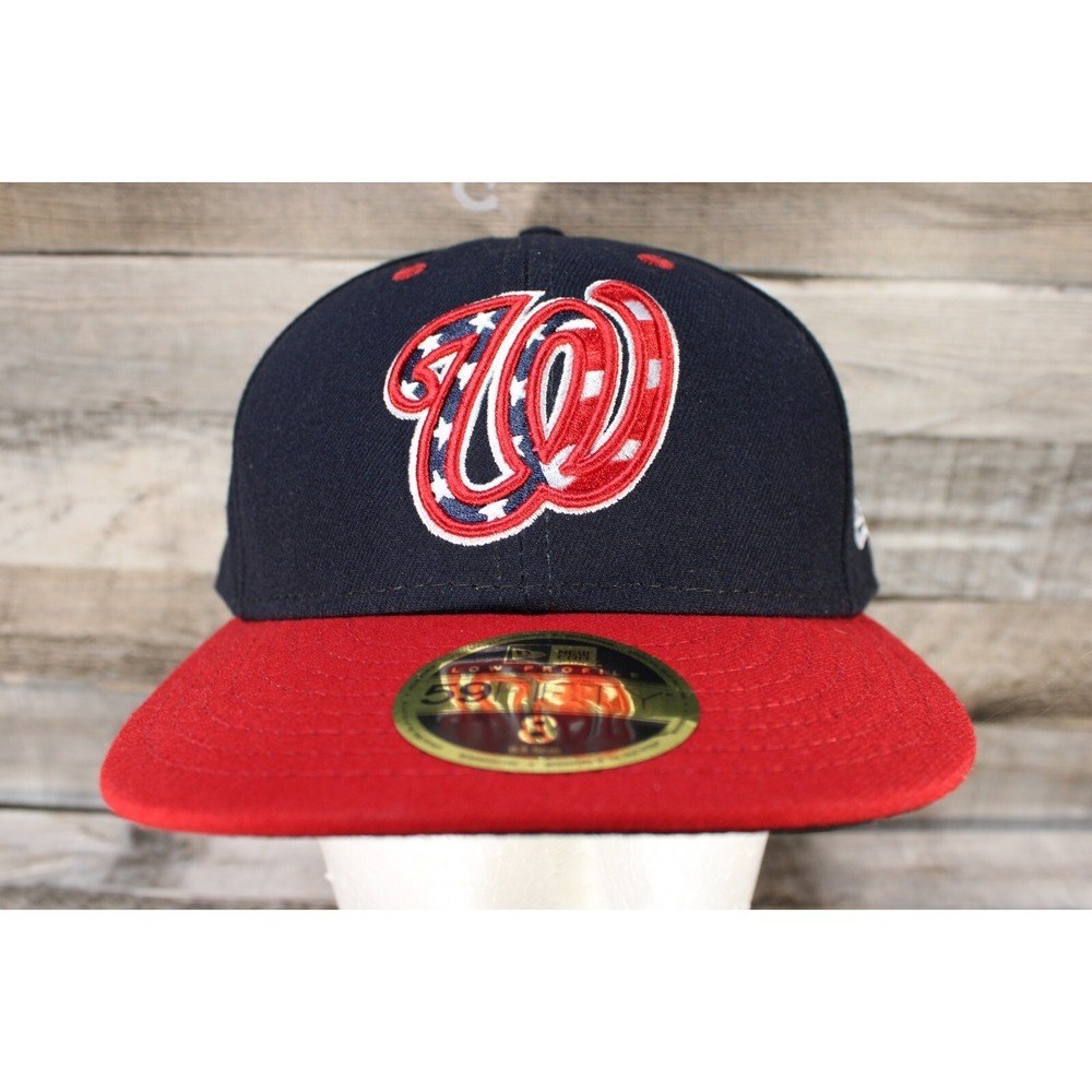 New ERA Washington Nationals 4th of July 59fifty Fitted Hat Size 8 On Field Hat